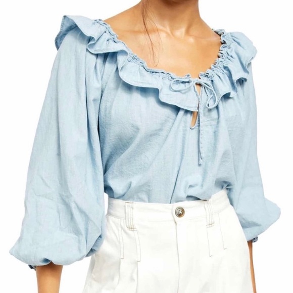 Free People Tops - NWOT Free People Lily of the Valley Chambray Top XS